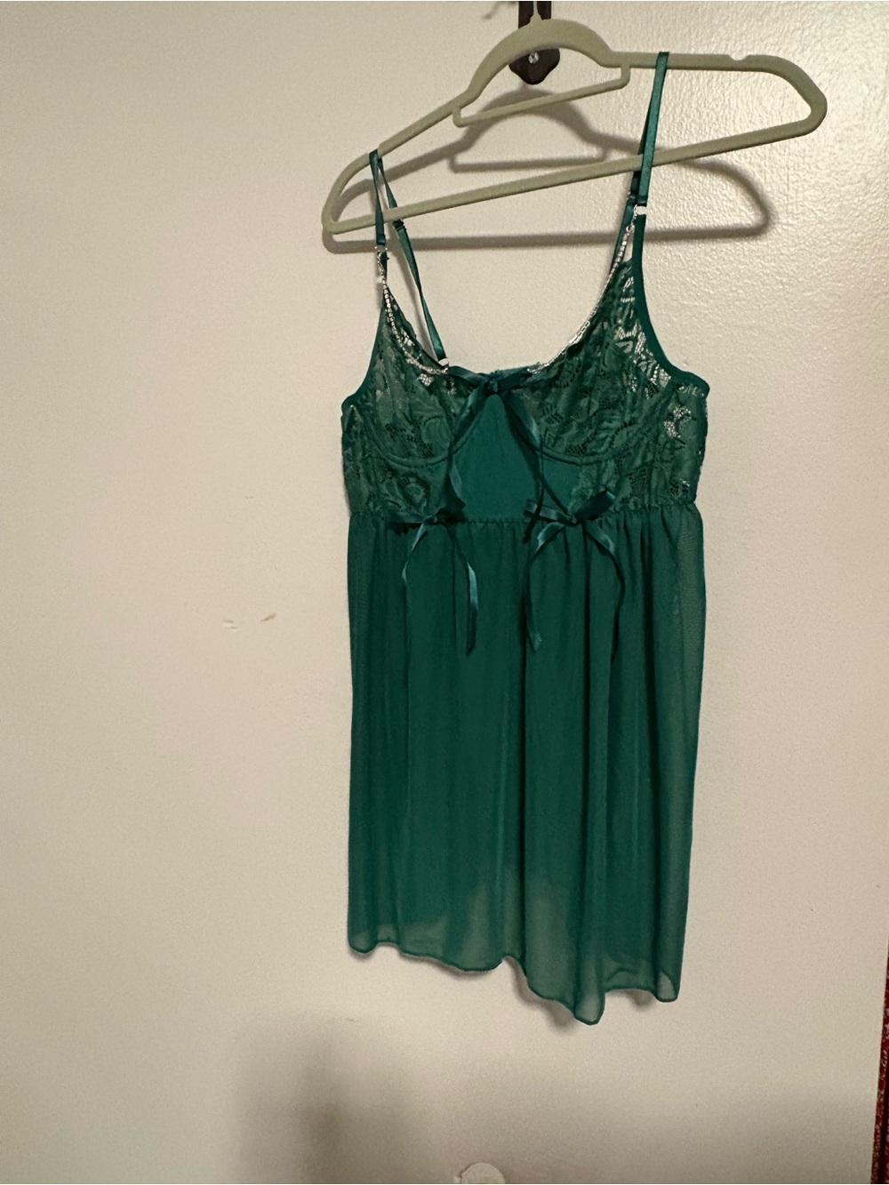 Green Lace-Trim Babydoll